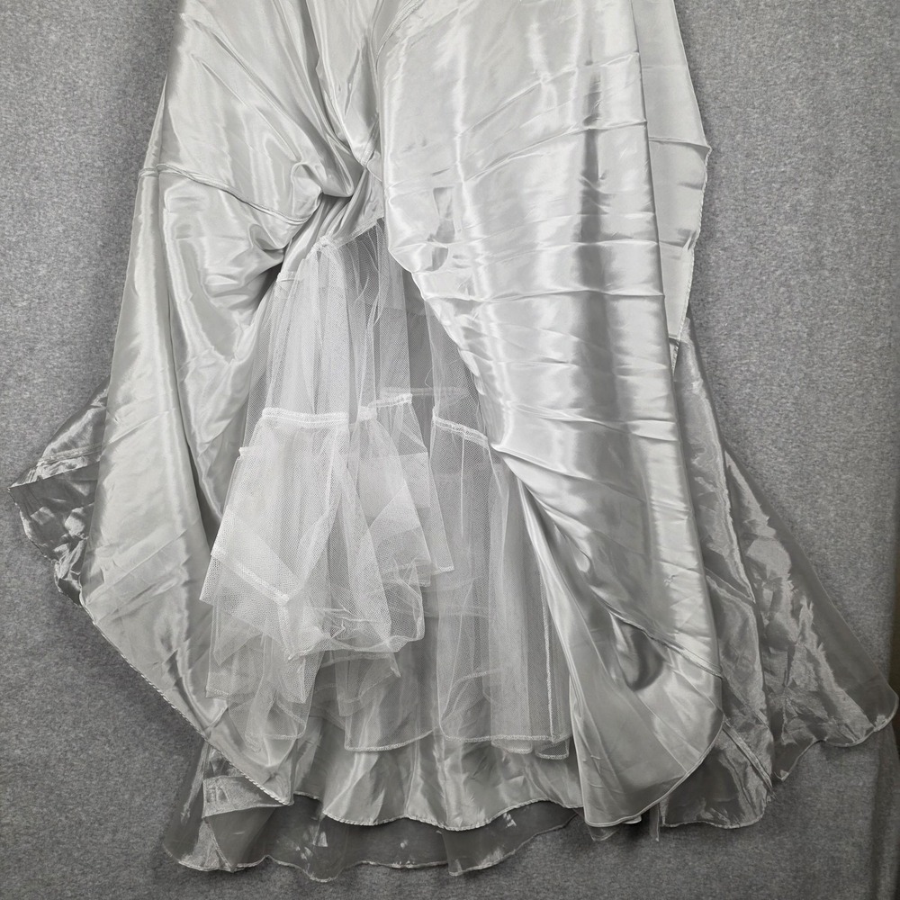 Aspeed USA Dress Womens 4 Silver Floral Embroidered Ball Gown Formal Shawl Prom - Picture 11 of 16